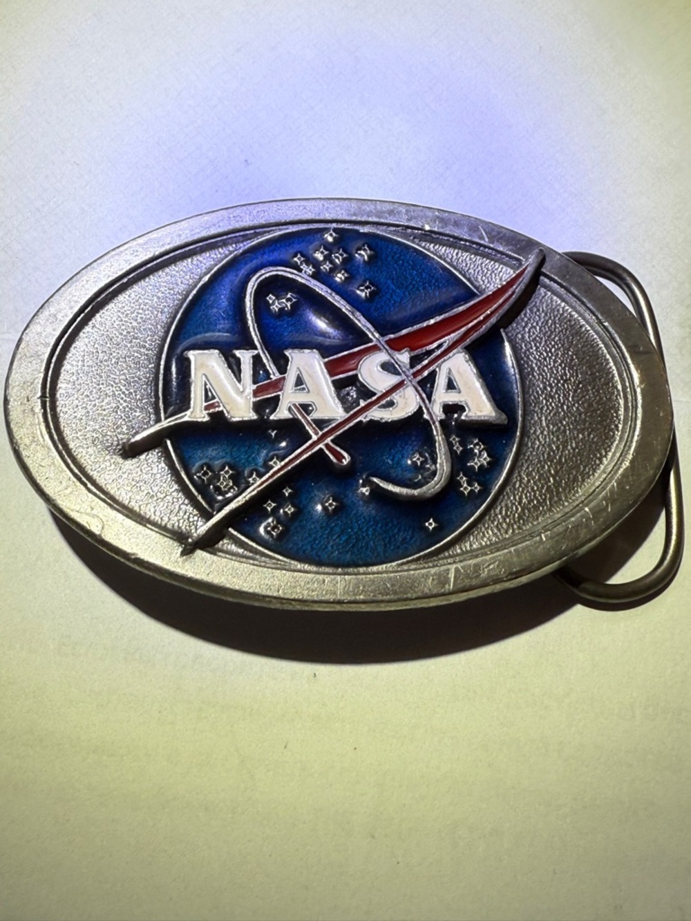NASA American Soul New York City made in America Silver & Blue Oval Belt Buckle - Picture 11 of 13